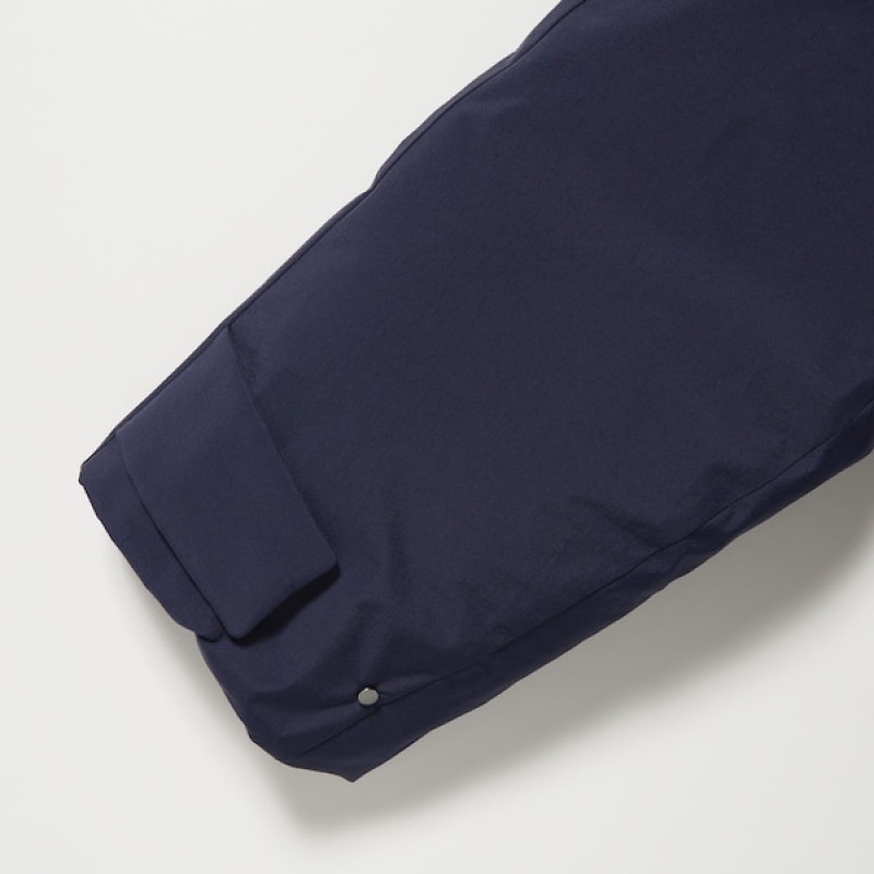 Uniqlo Ultra Warm Hybrid Down Long Frakker Dame Marineblå | 1470-EMGVK