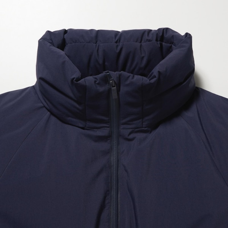 Uniqlo Ultra Warm Hybrid Down Long Frakker Dame Marineblå | 1470-EMGVK