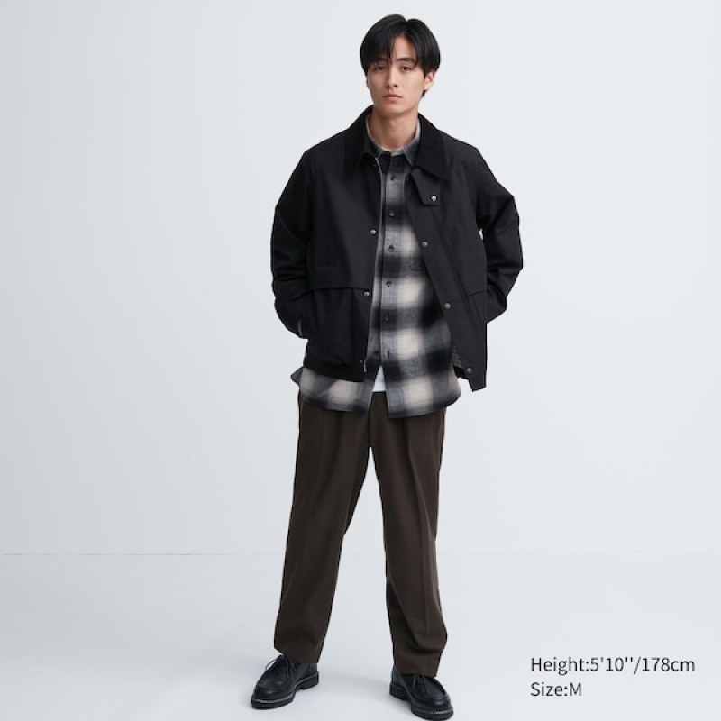 Uniqlo Utility Kort Blouson jackets Herre Svarte | IVQXNZ-975