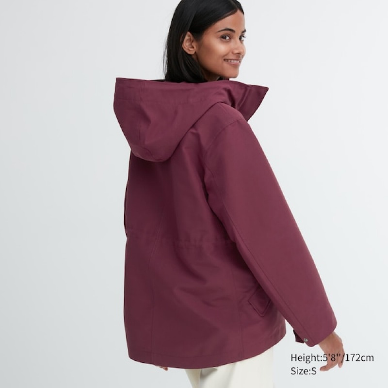 Uniqlo Utility Parka Dame Burgunder | 5604-IGXVZ