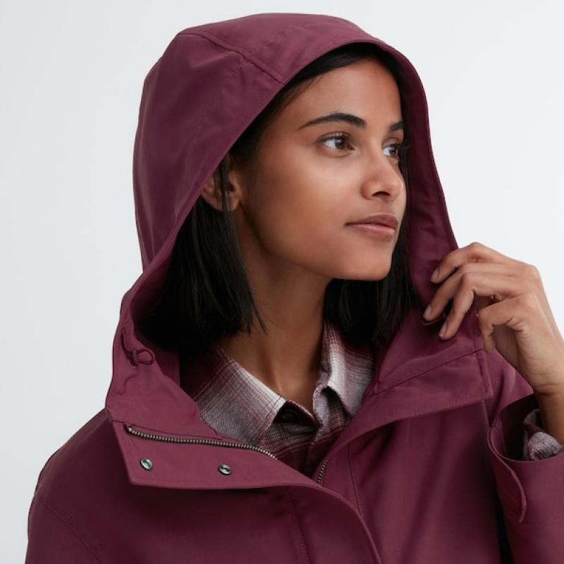 Uniqlo Utility Parka Dame Burgunder | 5604-IGXVZ