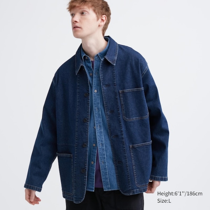 Uniqlo Utility jackets Herre Blå | FTQKEC-513