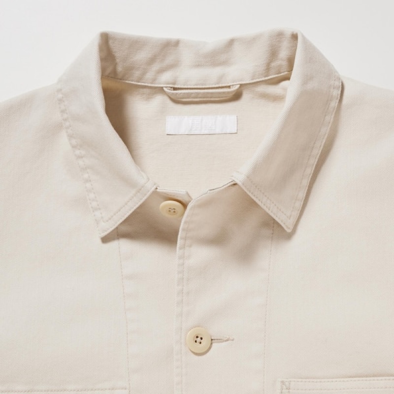 Uniqlo Utility jackets Herre Hvite | NJXYDC-346