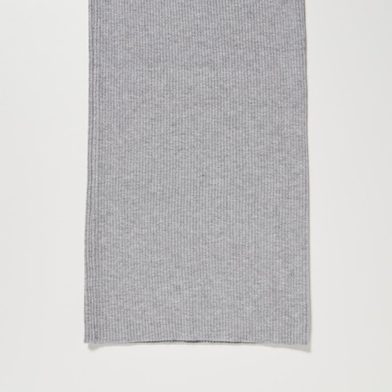 Uniqlo Washable Knit Ribbet Bukse Dame Grå | 9148-KZTOH