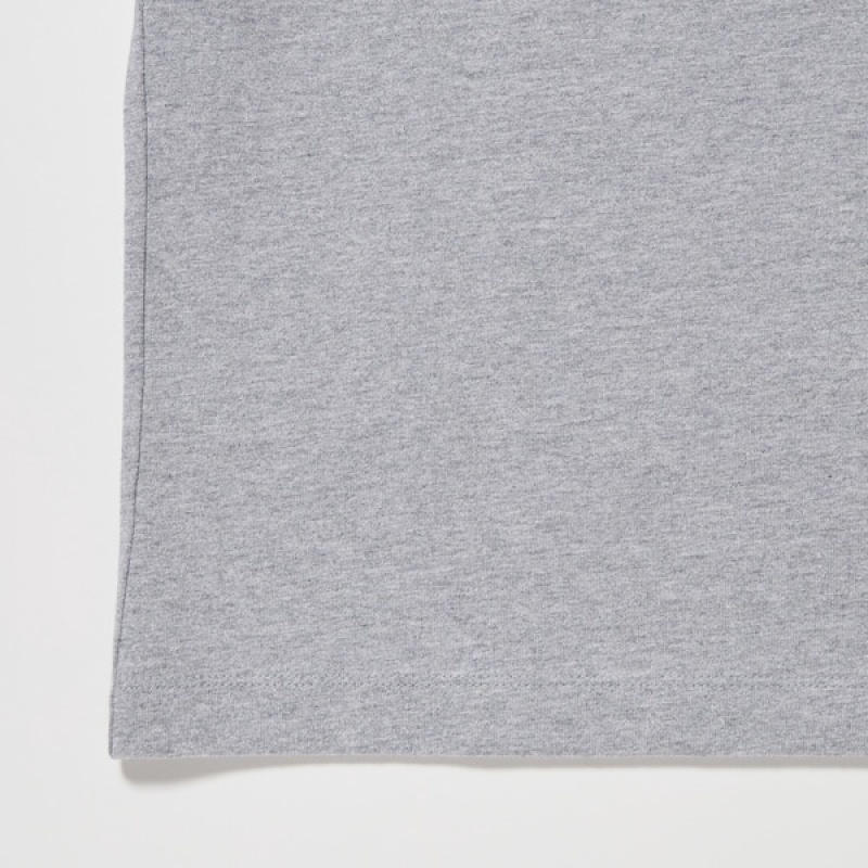 Uniqlo Washed Bomull Crew Neck Long-Sleeve T-skjorte Herre Grå | 7846-ZORFC