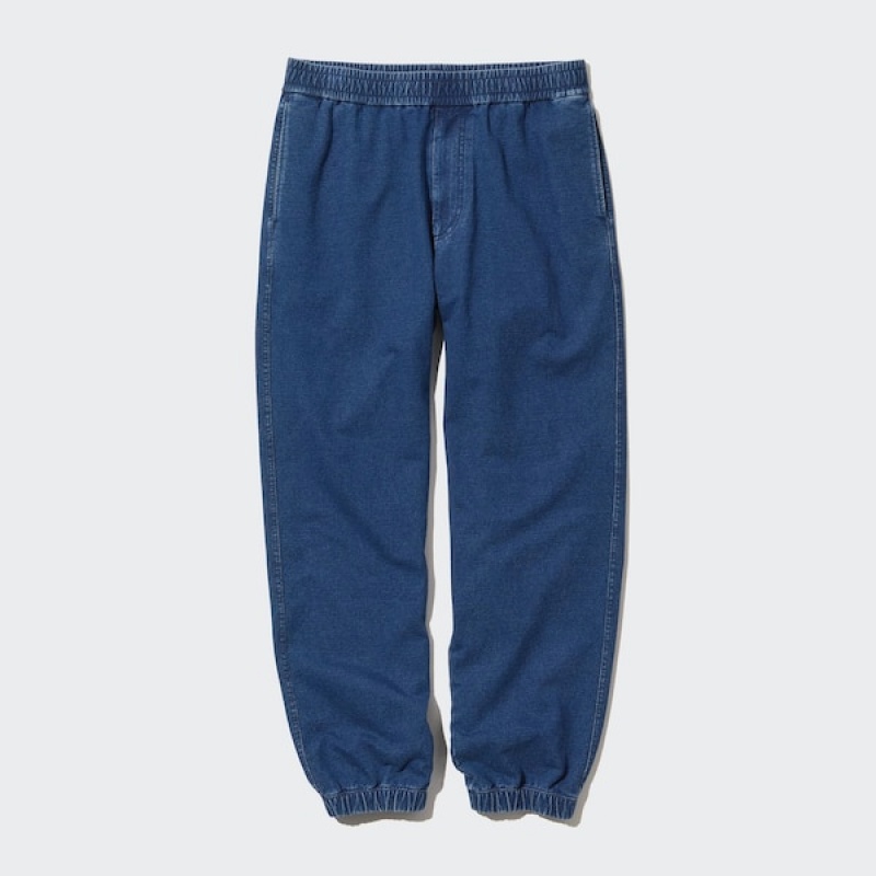 Uniqlo Washed Jersey Denim Joggebukser Herre Blå | 5214-TMCOX