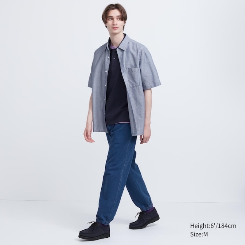 Uniqlo Washed Jersey Denim Joggebukser Herre Blå | 5214-TMCOX